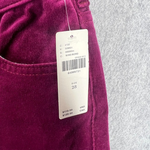 Anthropologie Pilcro High-Rise Skinny Corduroy Pants Womens 28 Purple NWT - Picture 2 of 11